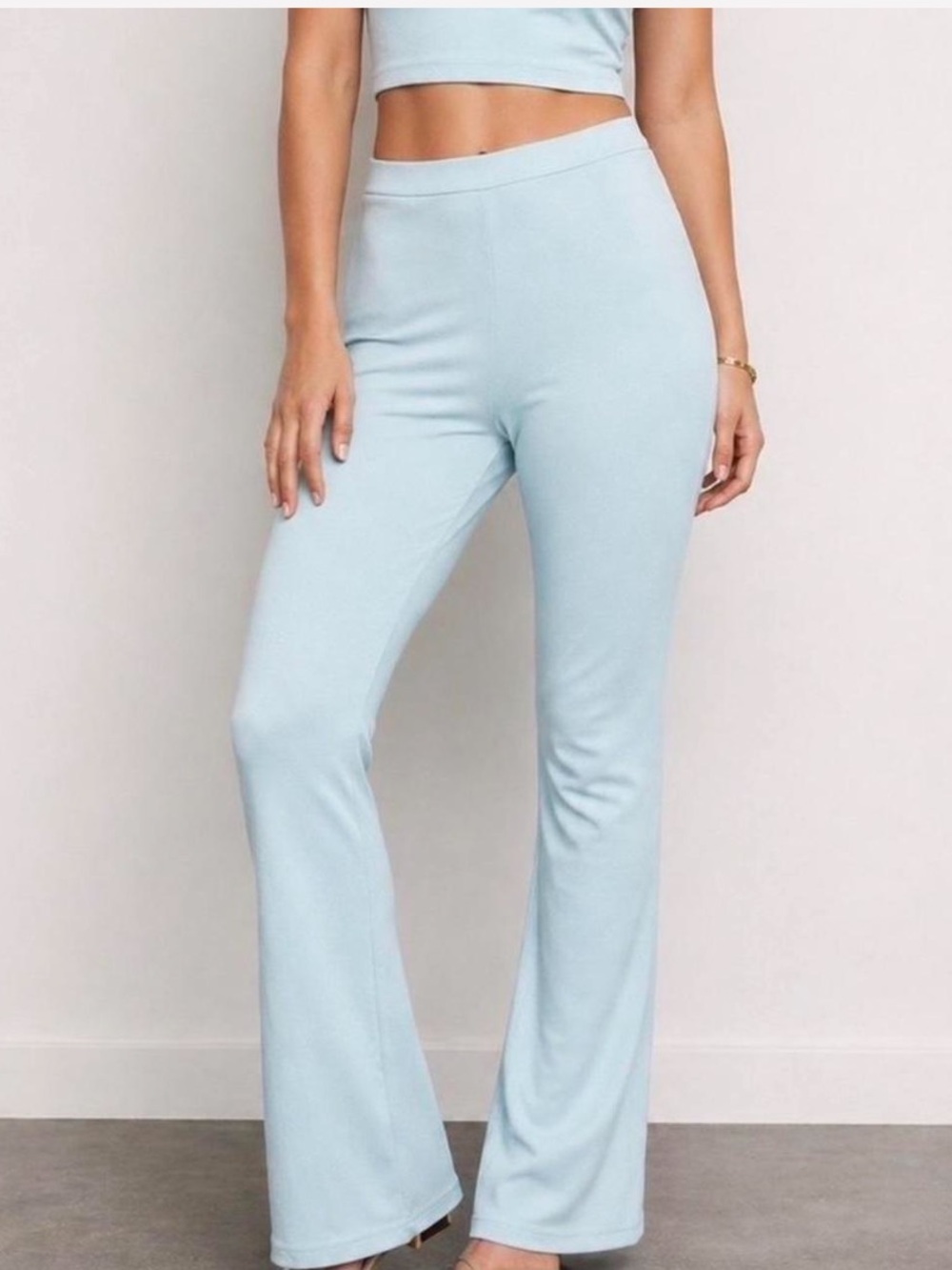 👖SKIMS Flare Mesh Lounge Pants in SKY (Blue/Gray) Size Large L (runs small) NWT🩵